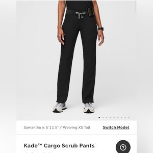 Figs Petite small black cargo scrub pants